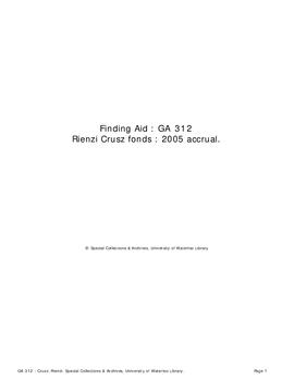 Rienzi Crusz fonds : 2005 accrual.