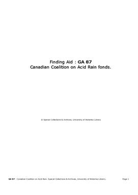 Canadian Coalition on Acid Rain fonds.